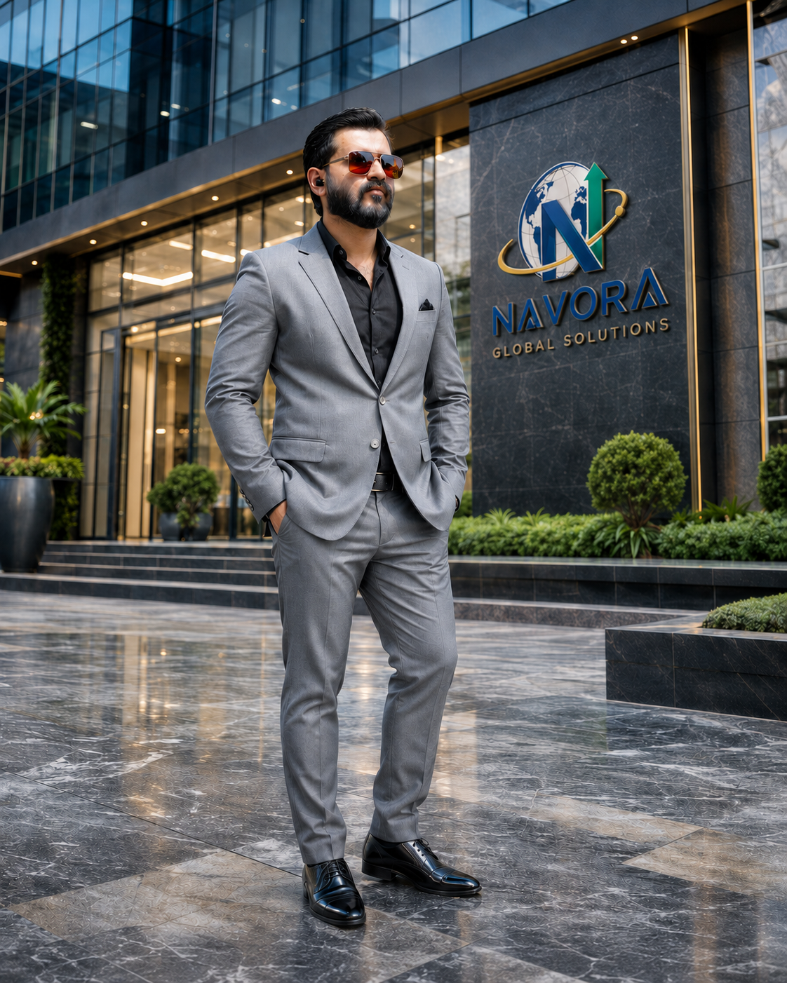 Ishitav Shangari outside NAVORA Global Solutions